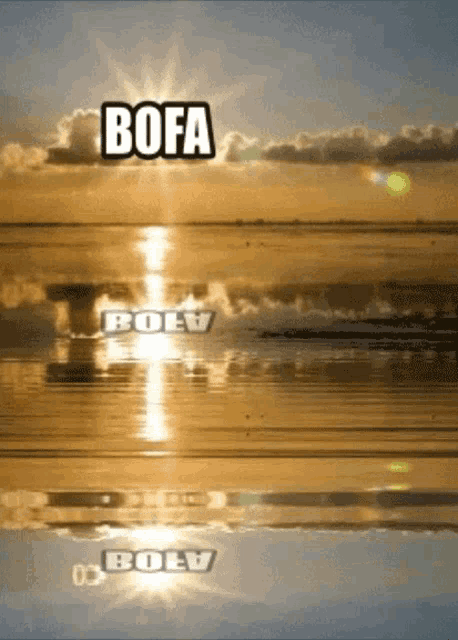 the word bofa that is on a picture of a sunset