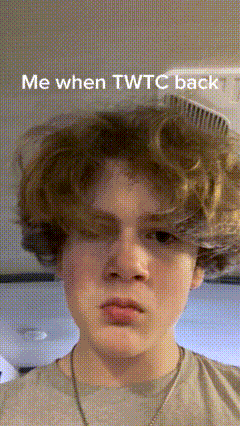 a young man with a brush in his hair and the words me when twtc back