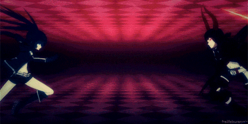 two anime characters are facing each other with a yellow light coming out of their eyes