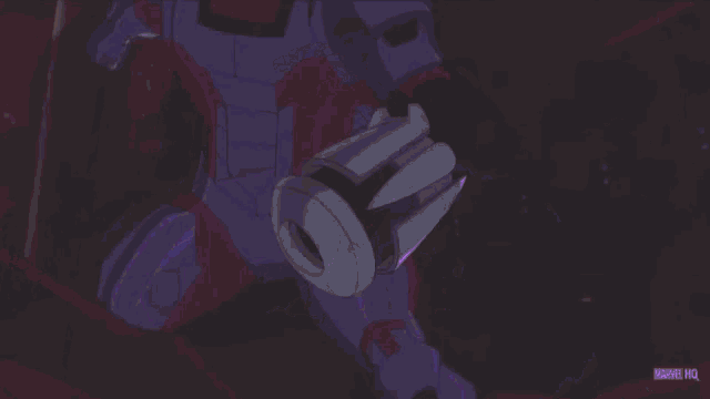 a purple circle with marvel hq on the bottom