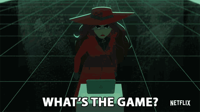 a cartoon of a woman with the words what 's the game netflix on the bottom