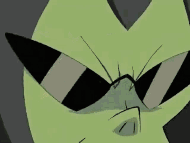 a close up of a cartoon character 's face with sunglasses on .