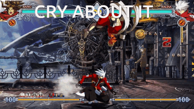 a video game screen says cry about it