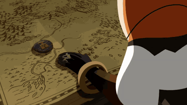 a cartoon drawing of a person looking at a map with the numbers 00 on it