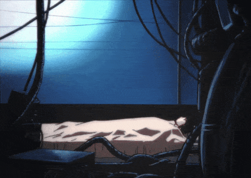 a drawing of a person laying on a bed