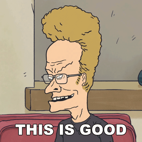 a cartoon of a man with glasses and a big head says this is good