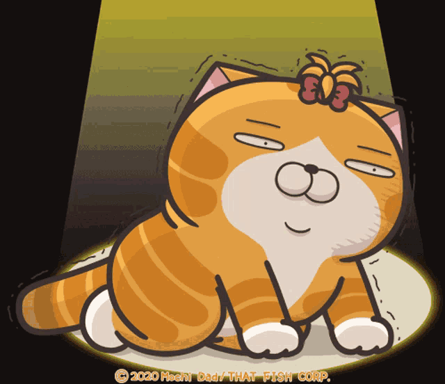 a cartoon cat with a bow on its head and the year 2020 on the bottom right