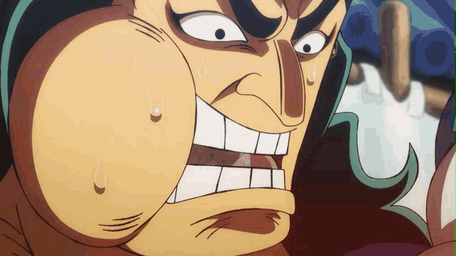 a close up of a cartoon character 's face with a big mouth
