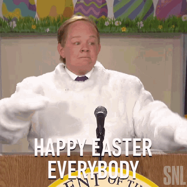 Happy Easter Everybody Melissa Mc Carthy GIF - Happy Easter Everybody Melissa Mc Carthy Sean Spicer GIFs
