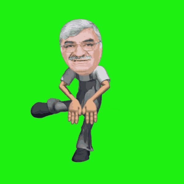 a cartoon man with glasses and a mustache is standing on one leg .