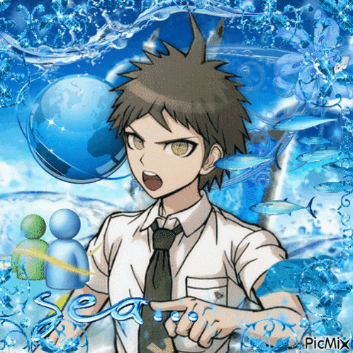 a picture of a boy with the word sea written on it