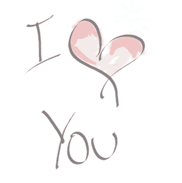 a drawing that says i love you with a pink heart in the middle