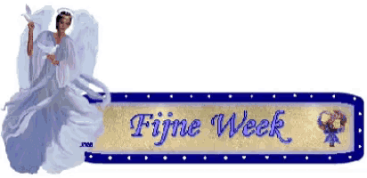 a sign that says fijne week with a woman holding a dove