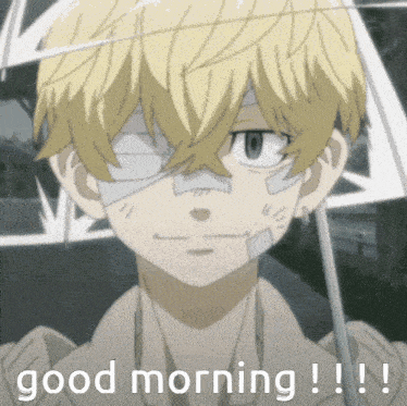 a person with bandages on their face is holding an umbrella and says good morning