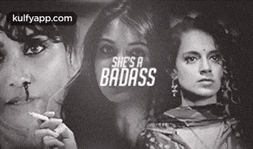 a black and white photo of a woman smoking a cigarette and another woman .