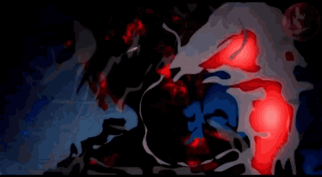 a blue and black background with a red glowing circle in the middle