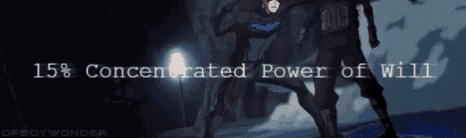 a cartoon of a man with the words " 15% concentrated power of will "