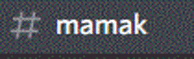 a pixelated image of the word mamak with a hashtag .