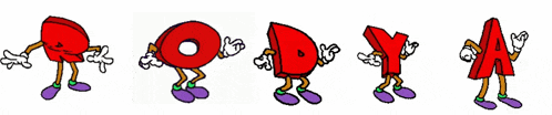 a cartoon of the letters r o d y and a with arms and legs