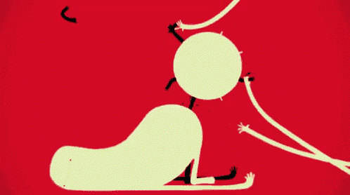 a cartoon drawing of a person on a sled with a target in the background .