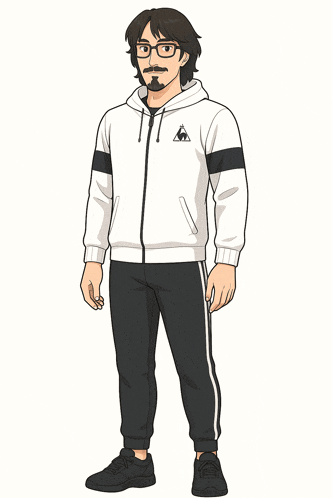 a cartoon drawing of a person squatting down
