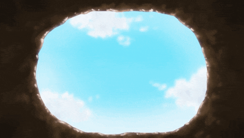 a blue haired anime character is looking up at the sky