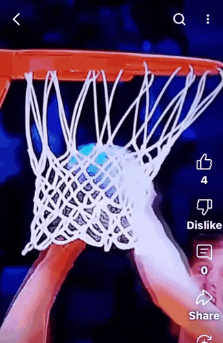 a basketball is going through a basketball net with a thumbs up and dislike button