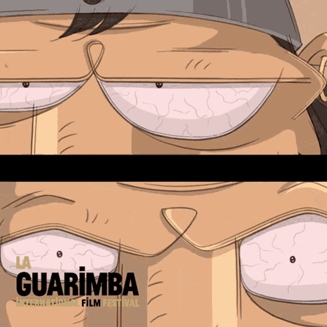 a poster for the guarimba international film festival with a cartoon face