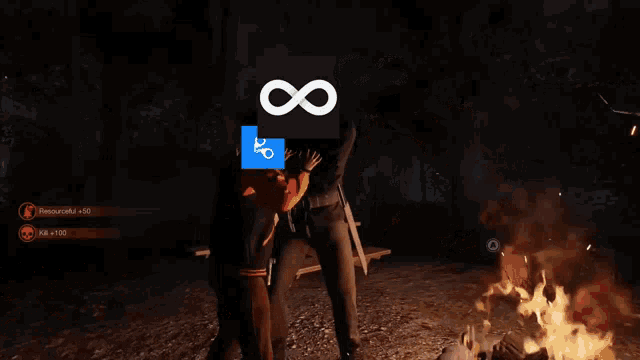 a screenshot of a video game with an infinity symbol in the middle
