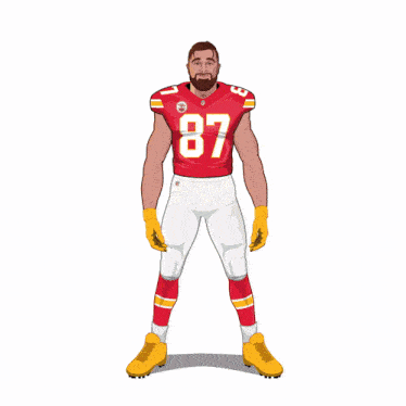 a cartoon of a football player wearing a red jersey with the number 87 on it