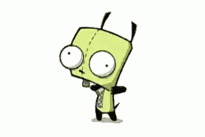 a cartoon character is standing upside down on its back .