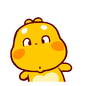 a yellow cartoon character with orange cheeks is standing on a white background and looking up .