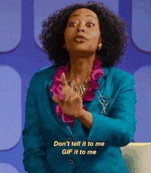 a woman in a blue jacket says " don 't tell it to me "