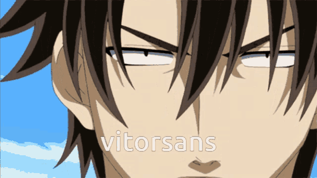 a close up of a person 's face with the word vitorsans written below it