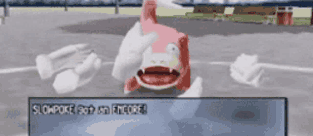 a video game screen shows a pokemon that says slowpoke and encore on it