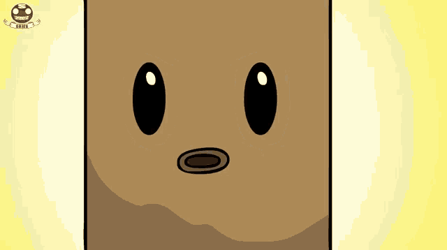 a cartoon drawing of a brown box with a surprised face