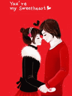 a cartoon of a boy and a girl kissing with the words you 're my sweetheart written above them