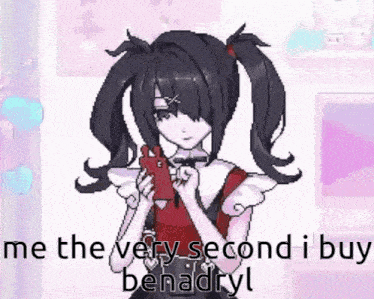 a pixel art of a girl with pigtails holding a cell phone .