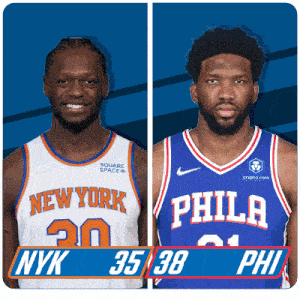 New York Knicks (35) Vs. Philadelphia 76ers (38) First-second Period Break GIF - Nba Basketball Nba 2021 GIFs