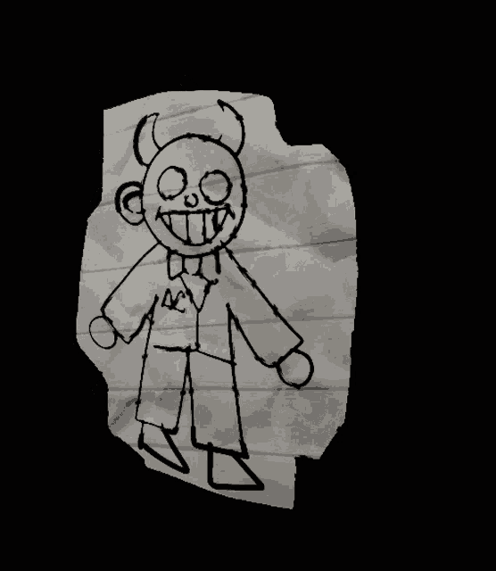 a drawing of a man with horns and a bow tie