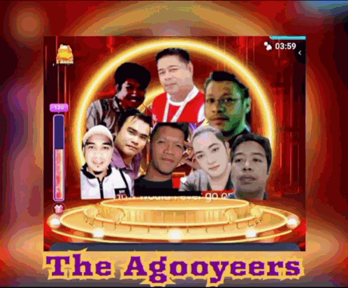 a group of people are on a stage with the words the agooyear 's on the top