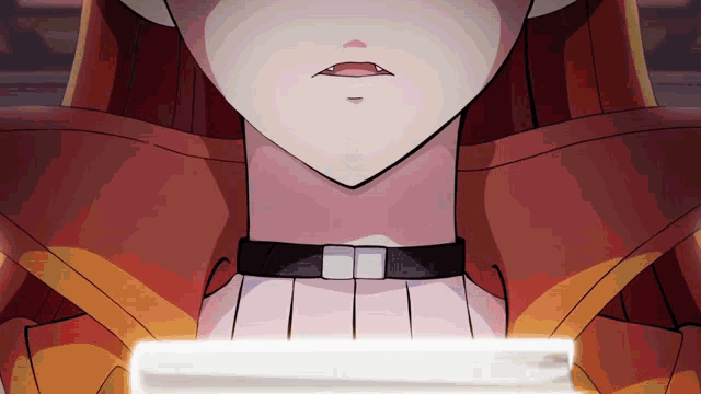 a close up of a person 's face with a collar on