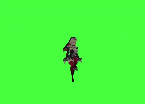 a girl in a nun costume is standing on a green screen