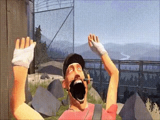 a man with a beard and mustache is screaming with his mouth open