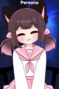 a drawing of a girl with the name persona on the top