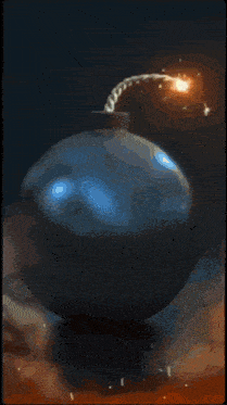 a sphere with a flame coming out of the center