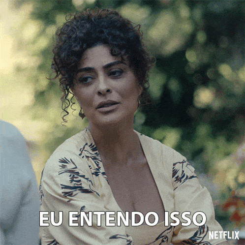 a woman with curly hair says " eu entendo isso " in a netflix advertisement