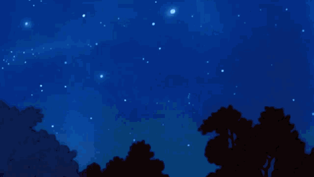 a cartoon drawing of a shooting star in a dark night sky
