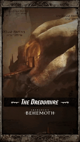 a poster for skydance 's behemoth shows a cave with a giant monster