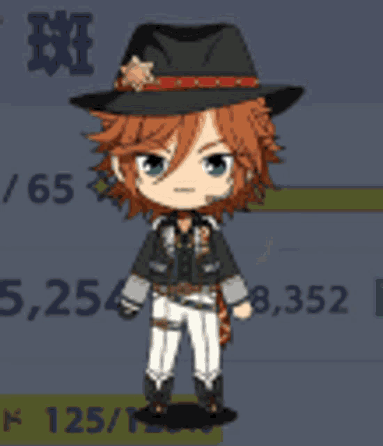 a cartoon character wearing a black hat with a red star on it